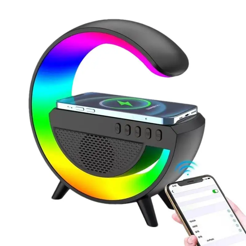 

3 In 1 LED RGB Night Light With Six Light Mods Atmosphere Lamps Speaker Wireless Charger Children Sleep Bedroom Decoration