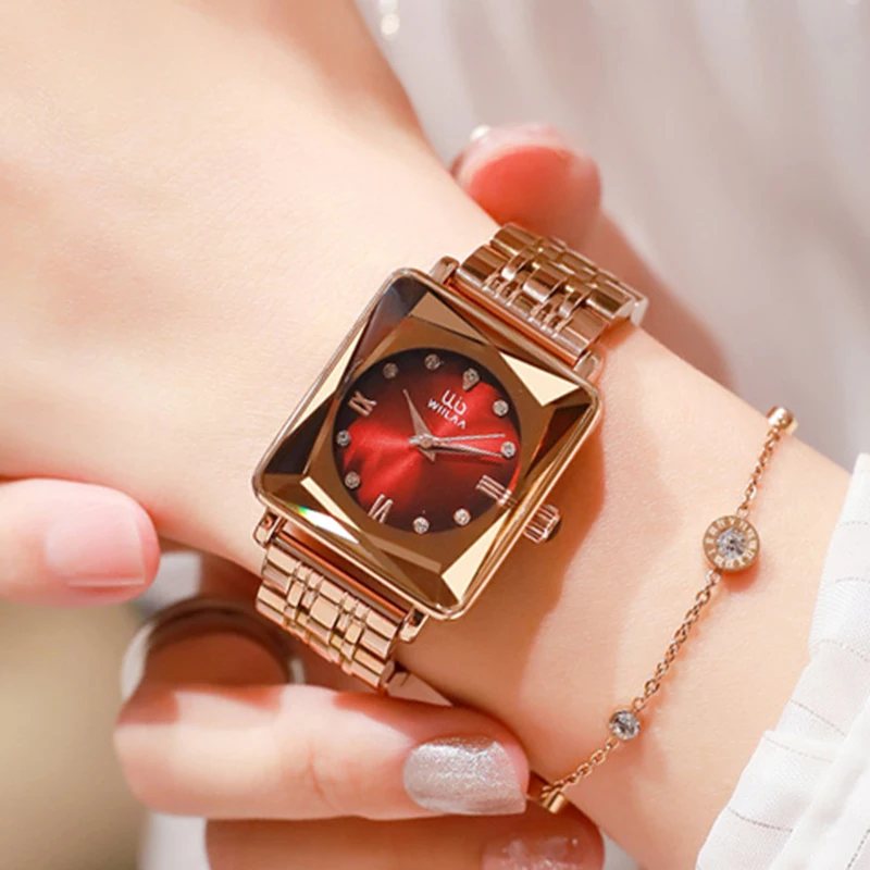Прямая поставка женские наручные часы с квадратным циферблатом 2022 золотые под
