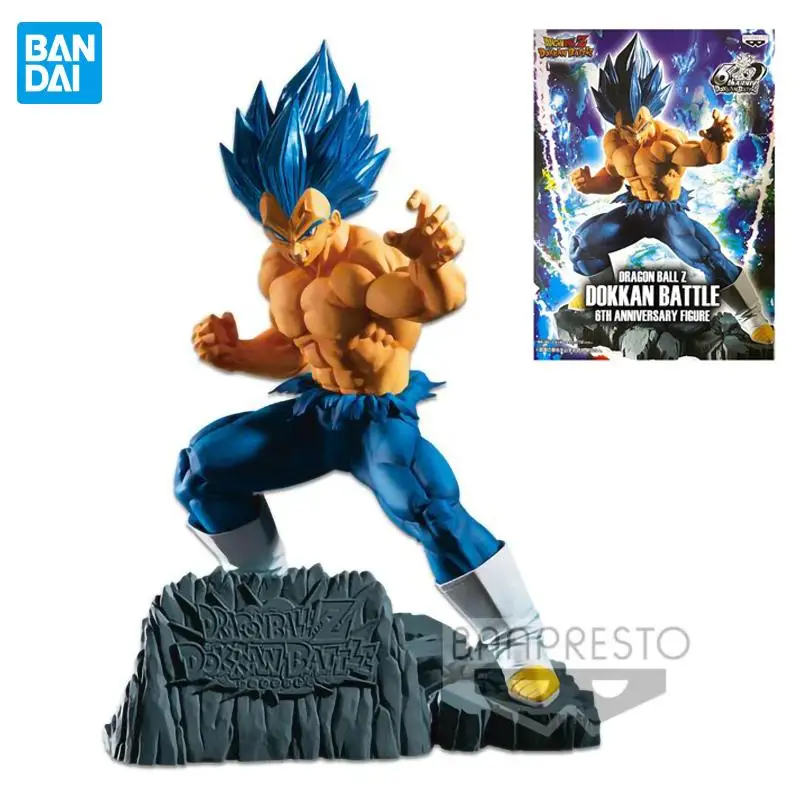 

Bandai Original Dragon Ball Z Dokkan Battle Figure Dark Blue Vegeta 6Th Anniversary Pvc Anime Figure Model Collectible Toys for