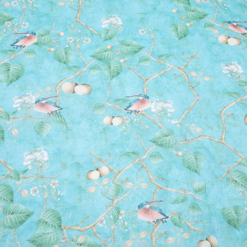 

Ткань с принтом птиц, Высококачественная натуральная чистая ткань, ткань в китайском стиле для платья и халата, ткань «сделай сам» для шитья...