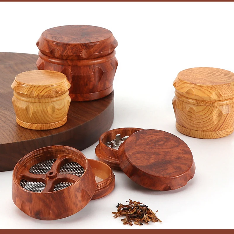 

4 Layers Resin Wood Tobacco Grinder Herb Cigarette Crusher Spice Grinders Mills Machine for Smoking Accessories Tools