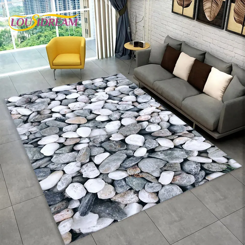 

3D Stone Footprint Beach Pebbles Area Rug,Carpet Rug for Home Living Room Bedroom Sofa Doormat Kitchen Decor Non-slip Floor Mat
