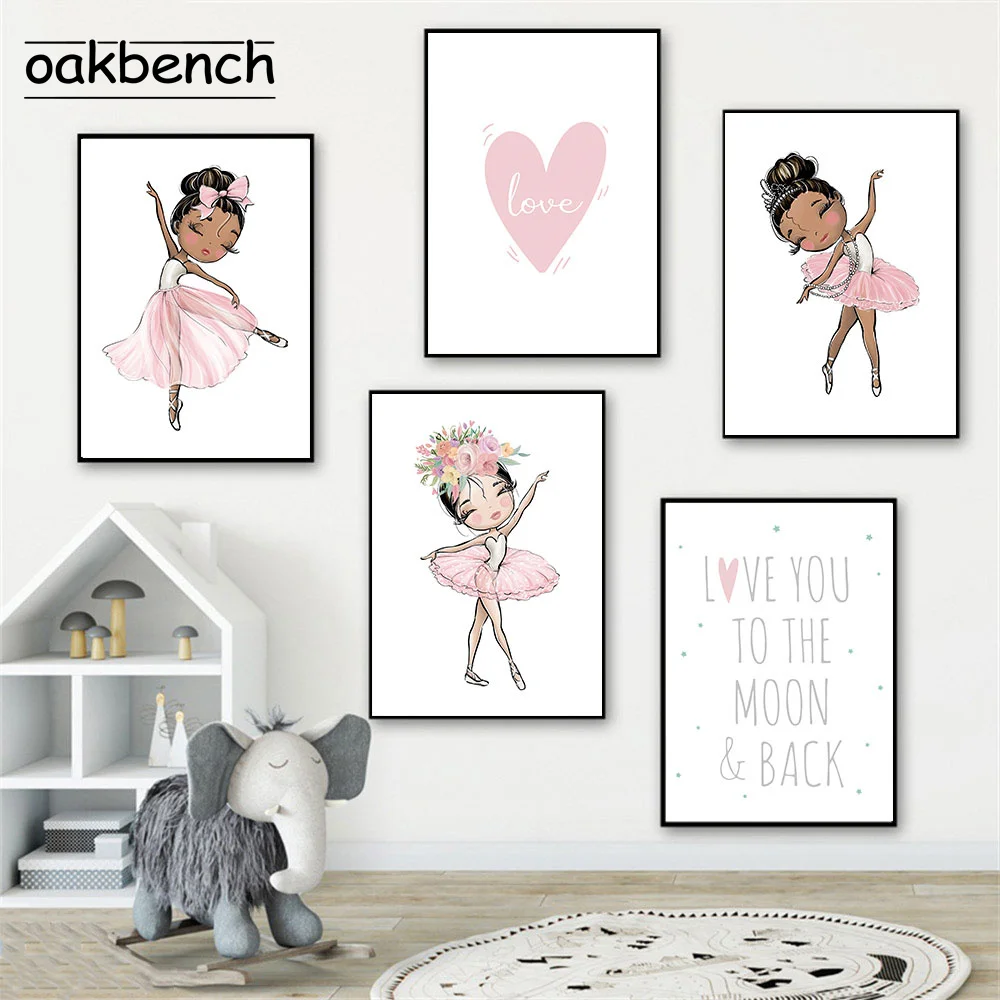 

Ballet Girl Art Poster Pink Heart Art Prints Love Wall Posters Nursery Canvas Painting Nordic Wall Pictures Girl Room Decoration