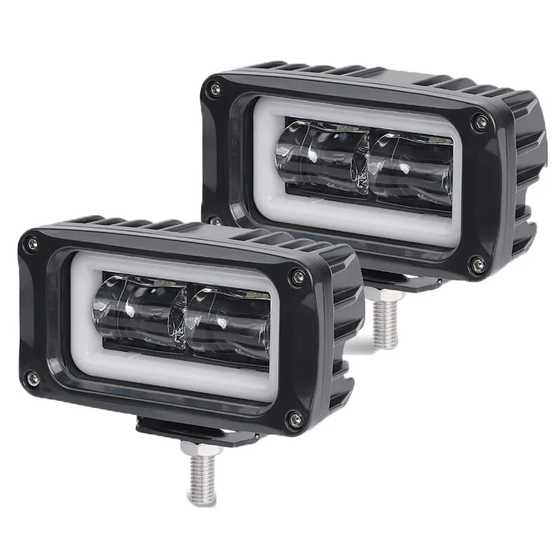 

Светодиодные фонари 8D 4 дюйма, дополнительная противотуманная фара для внедорожников, с белыми глазками ангела для Jeep, грузовиков, скутеров, квадроциклов, UTV, УАЗ, внедорожников