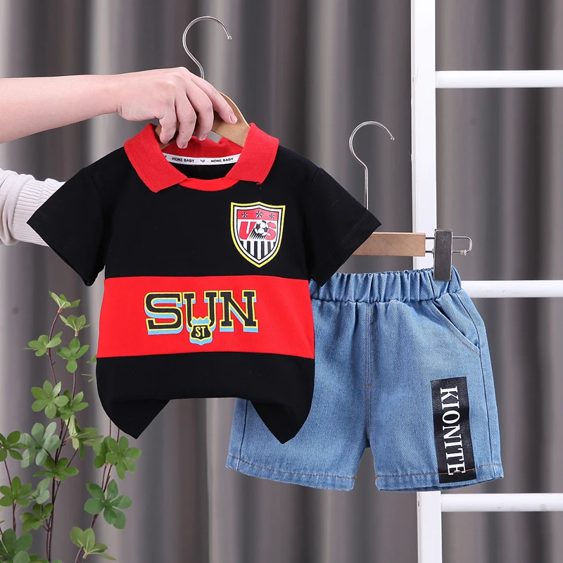 

0-5 Years Children's Baby Boys Girls Summer Fashion Casual Cotton Letter T-shirt Shorts 2Pcs/Sets Toddler Kids Sportswear Suits