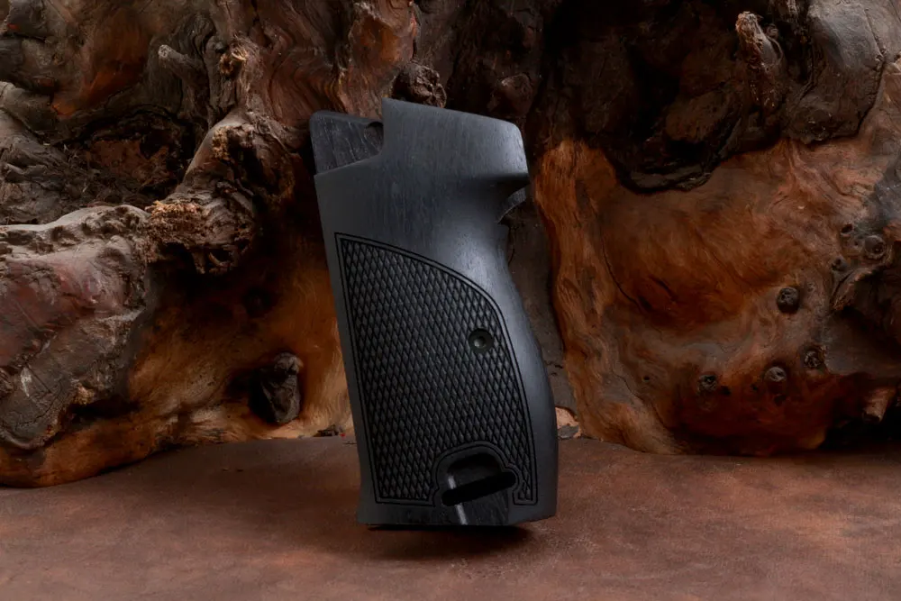 

Ksd SIG P210 P210-5 Sport / P210-6 Sport Model Compatible Black Walnut Grip (with magazine release on top, with lanyard ring)