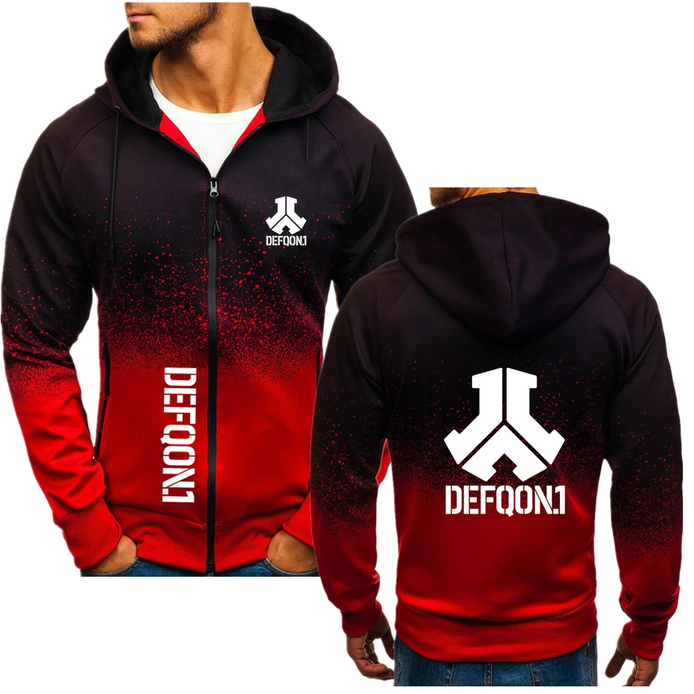 

Hoodie Gradient Color Spring Autumn Defqon.1 Prints Rock Customizable Logo Men Personality Zipper Hoodie Jacket Comfortable