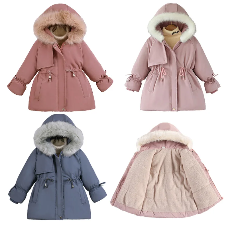 

Girls Coat 2-8 Years 2022 Winter Children Thickened Warm Down Outerwear Kids Hooded Fur Collar Jackets for Girls Girls Parka
