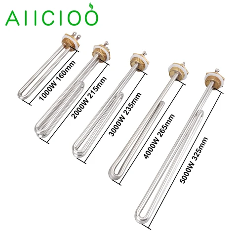 AIICIOO DN25 нагревательный элемент для водонагревателя 220 В переменного тока, электрический водонагреватель, 1 кВт/2 кВт/3 кВт/4 кВт/5 кВт