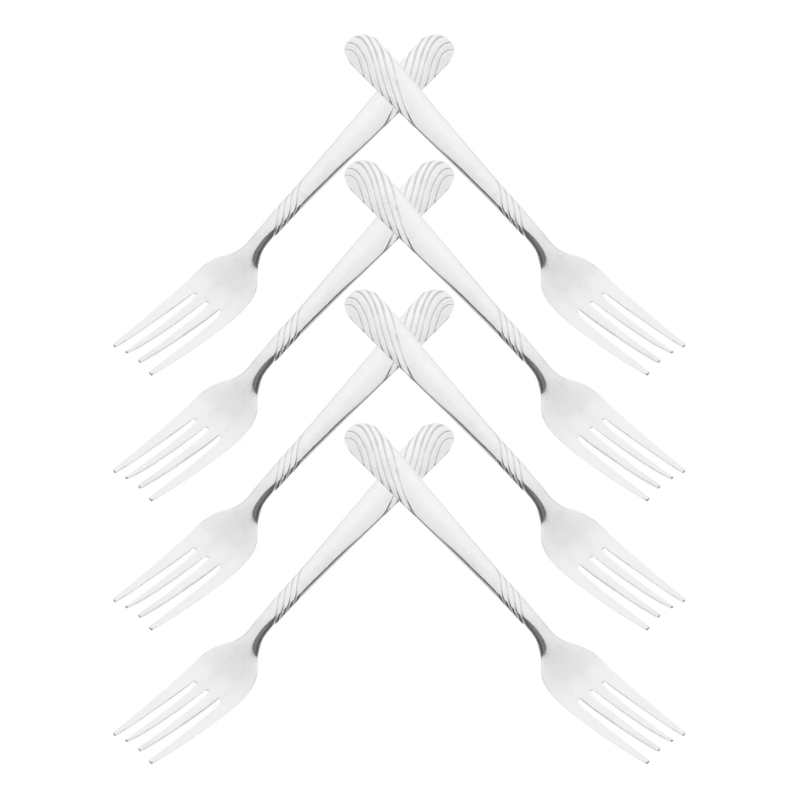 

8 Pcs Stainless Steel Fork Salad Food Dinnerware Sets Handle Tableware Practical Barbecue Household Cutlery Set