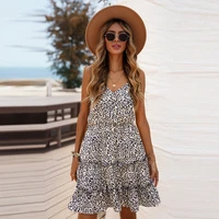 wholesale womens summer sundresses sexy printed floral loose sling ruffle knee length skirt plus size beach bohemian dresses