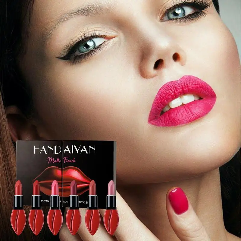 

Нюдовая Помада для губ, 6 цветов, набор для макияжа, стойкая водостойкая Нелипкая бархатная помада, легко носить, отличный подарок для женщин