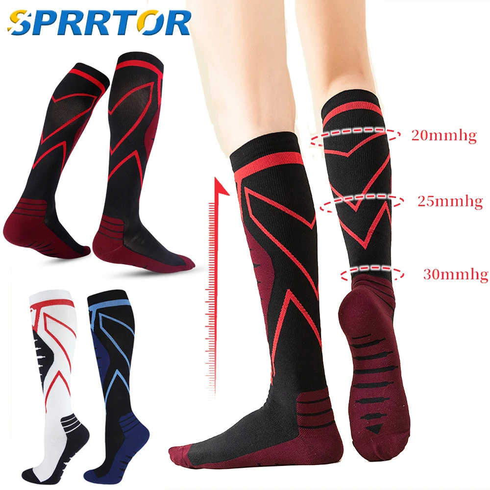 

1Pair Running Compression Socks Stockings 20-30 mmhg Men Women Sports Socks for Marathon Cycling Football Varicose Veins