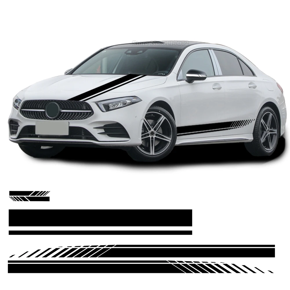 

5Pcs Car Stickers side Stripes Body Decals Door Hood Cover Rearview Mirror Racing Sports Accessories for Toyota BMW Audi VW KIA