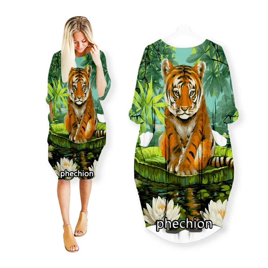 Летнее красивое платье phechion с 3D принтом тигра модное Повседневное средней длины
