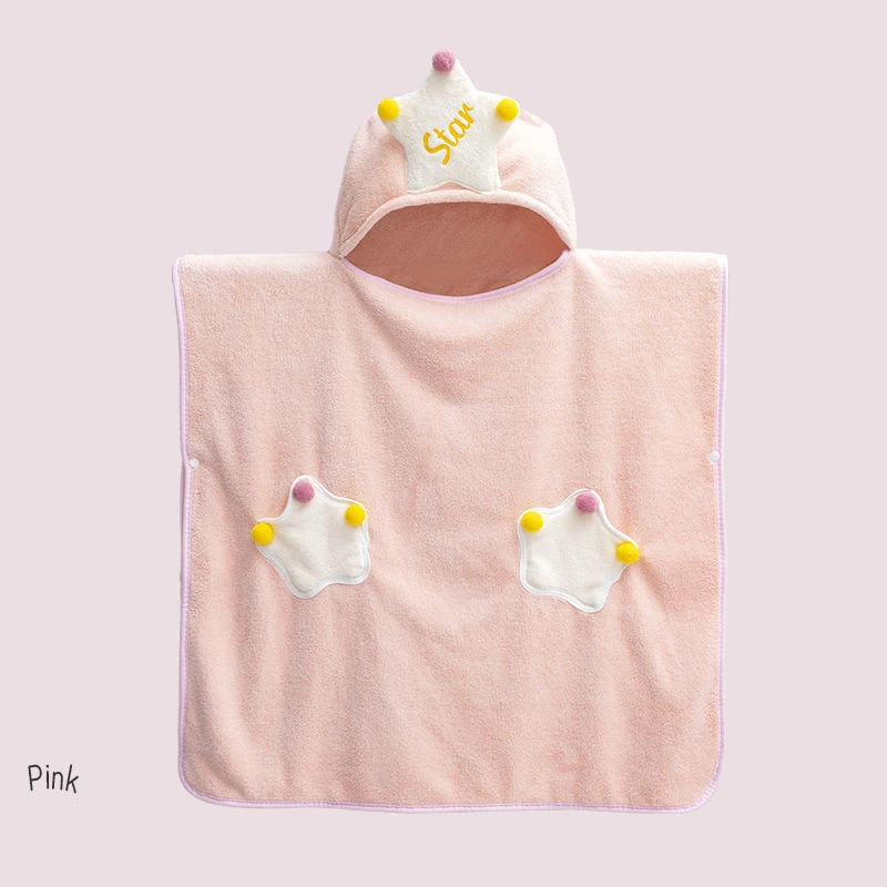 Modern Style Children Bath Towel Cloak Absorbent Quick-drying With Hat Four Seasons Bathrobe Snap Design Baby Wearable Bathrobe
