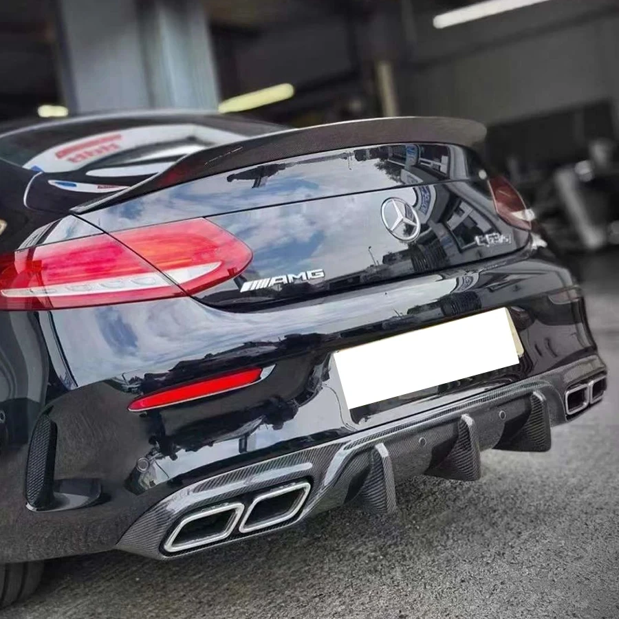 Для Mercedes Benz C Class W205 C43 C63 2-дверный задний бампер из углеродного волокна диффузор