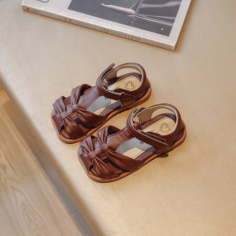 

Little Girls' Dress Sandals: Hollowed-Out Design Butterfly Knot Soft Sole 1-3 Years Children's Shoes