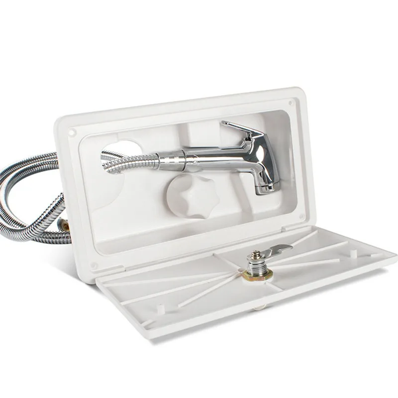 

New RV Shower Box Kit With Lock-Includes Shower Faucet Shower Hose Shower Wand Boat Marine Camper Motorhome Caravan