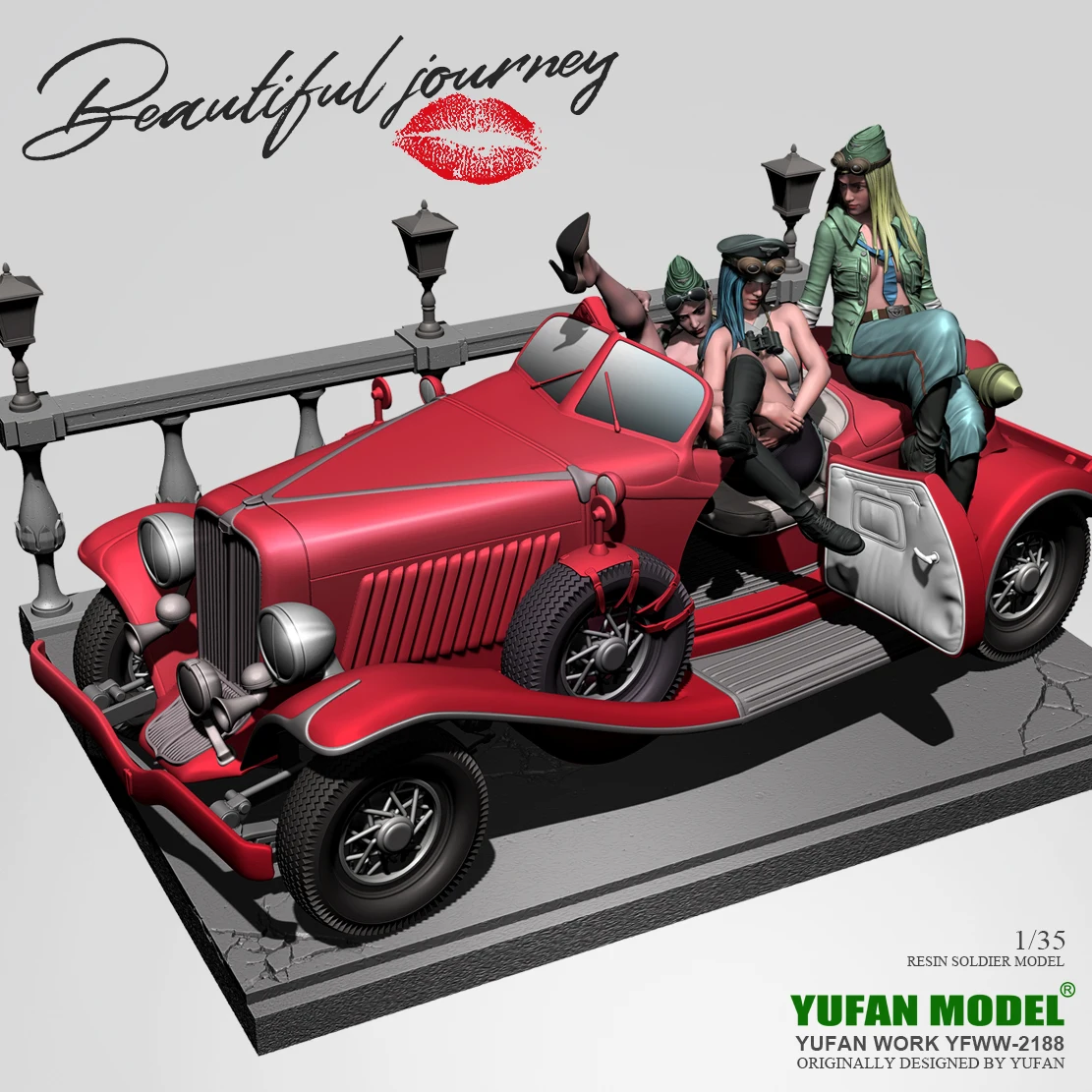 

YUFAN MODEL 1/35 Resin beauty soldier and car model kits figure colorless and self-assembled YFWW-2188