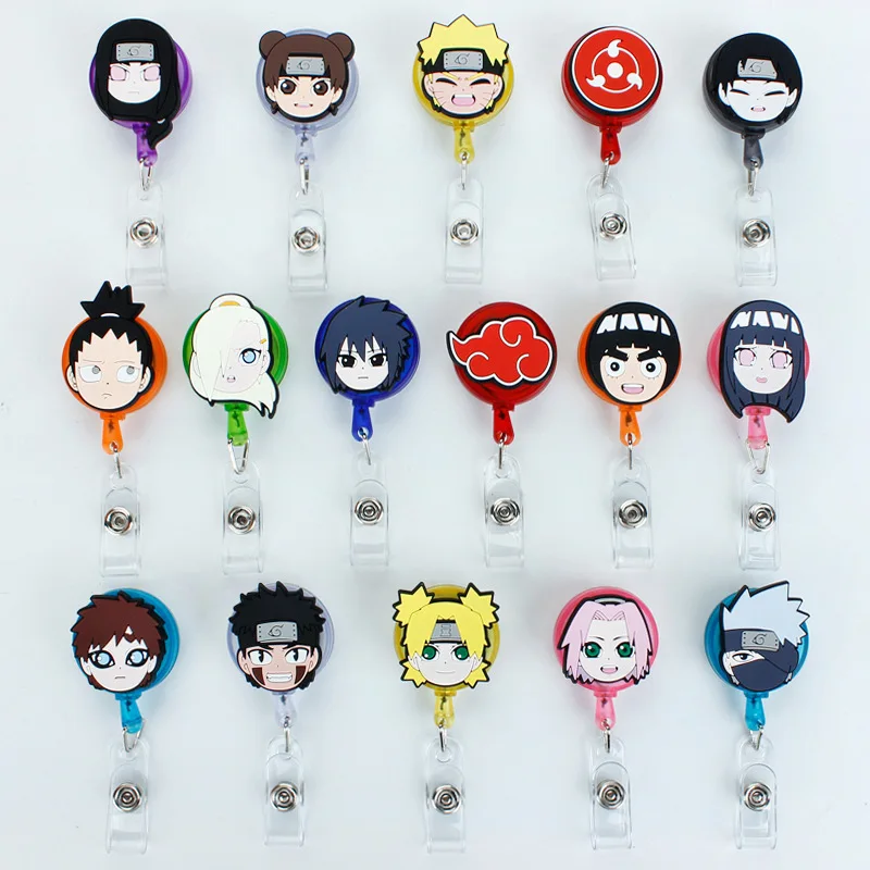 

50Pcs Bandai Naruto Retractable Badge Reel Cartoon Student Card Clip Nurse ID Name Card Display Tag Staff Card Badge Holder