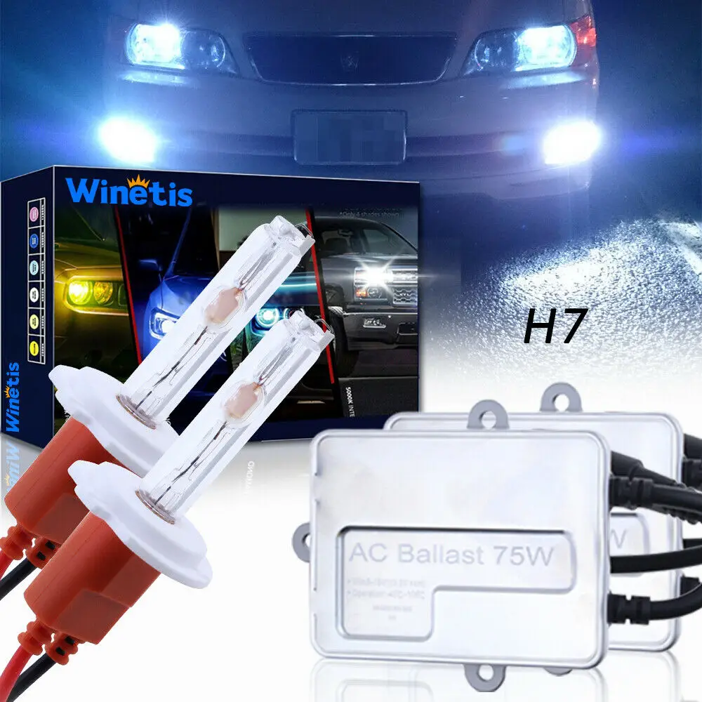 

75W Winetis H7 Hid Conversion Kit Headlight Bulbs 8000K Ice Blue Super Bright