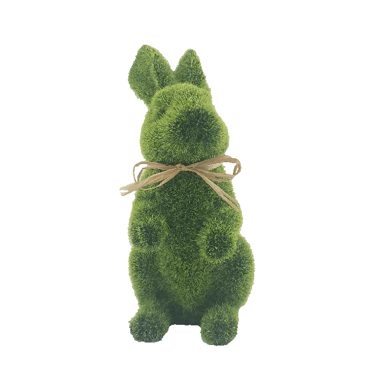 

2pcs Simulation Moss Rabbit Ornaments Lifelike Creative Short Plush Bunny Figurine Craft Decor for Easter Living Room Office