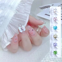 10pcs bowknot heart diamonds nails art charms 3d love crystal rhinestones decors white spray paint manicure accessories 1011mm
