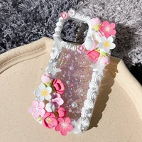 summer peach flower 3d handmade case for iphone 13 pro max case nice transparent 11 12 mini shell 7 8 plus xr xs customized gift