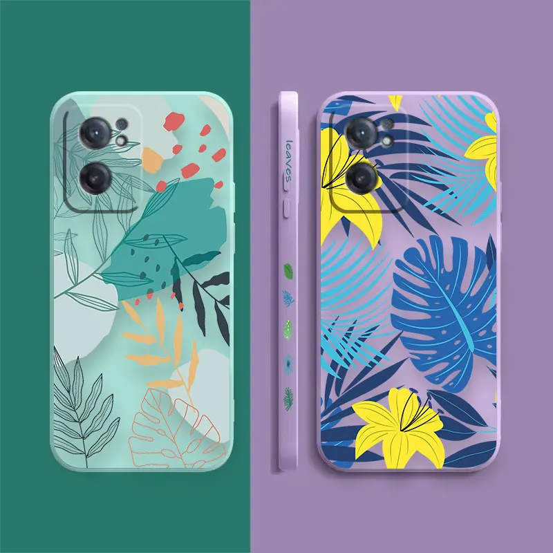 The Art Of Painted Flowers Leaves Case For Oneplus 11 10 9 9R 9RT 8 8T 7 7T ACE 2 2V 2 NORD CE Lite Pro Colour Liquid Case Shell
