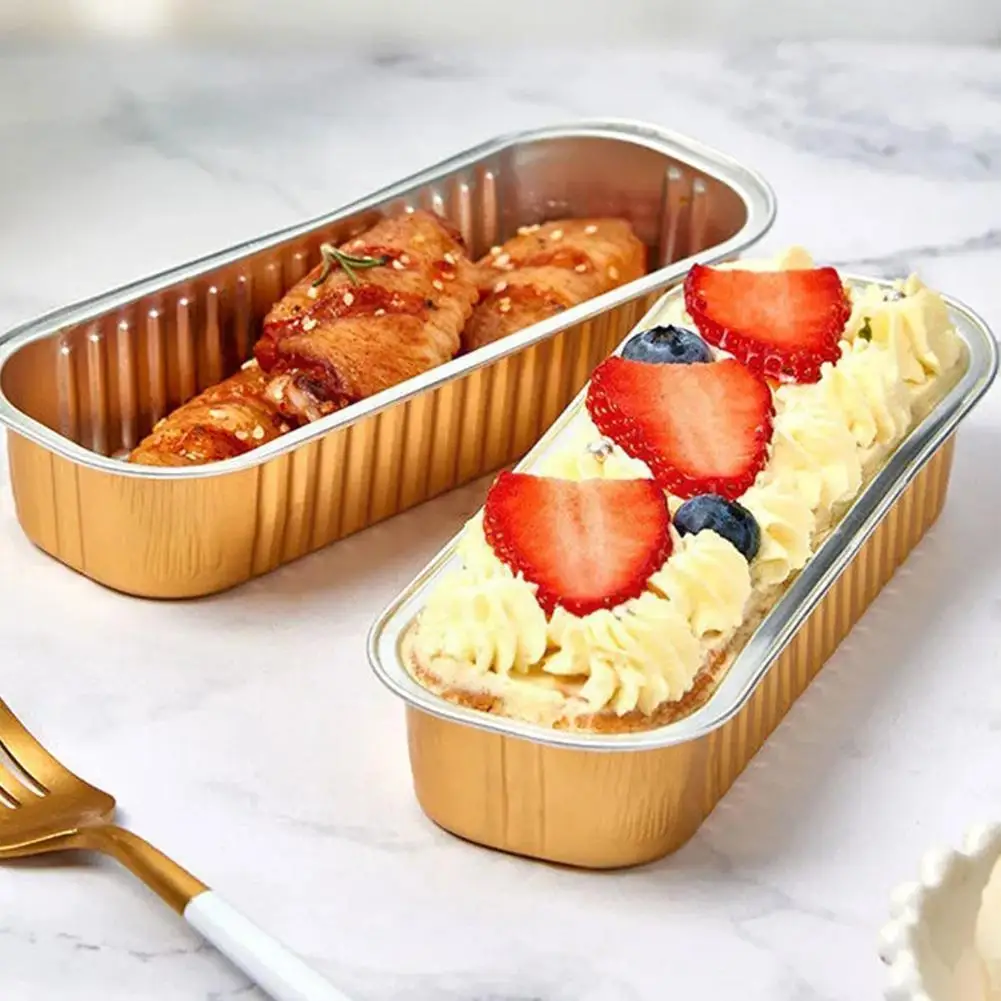 

10pcs/set Disposable Aluminum Foil Tin Box Baking Cup Heat-resistant Oil-proof Cupcake Cheese Tray Pudding Cup Non-sti M9q9