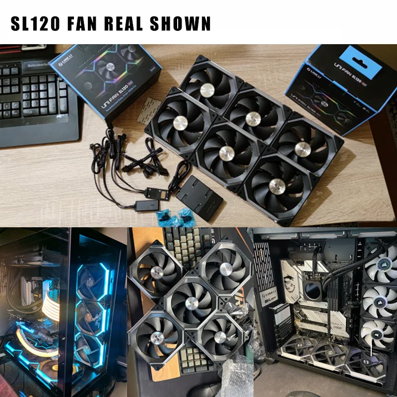 lianli uni fan 23pcskit cableless case fan high air volume game cabinet fans pin to pin contact point case of fan sl120 al120 free global shipping