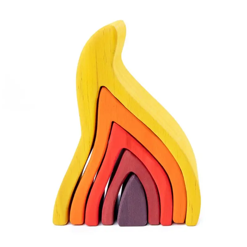 

Kids Wooden Rainbow Building Blocks Volcano Hand-Eye Puzzle Educational Toys Birthday Gift Dropshipping