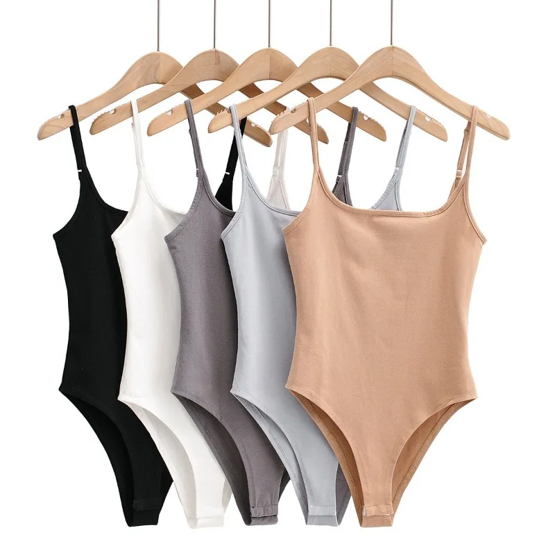 

Новинка 2023, Модный женский топ на бретельках, Женский Повседневный Универсальный облегающий женский боди на тонких бретельках, шикарный комбинезон, Комбинезоны для женщин