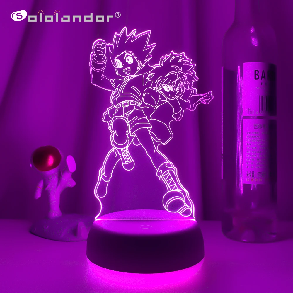 Акриловая аниме 3d лампа Hunter X Killua и Gon для спальни Декор Светильник подарок на день