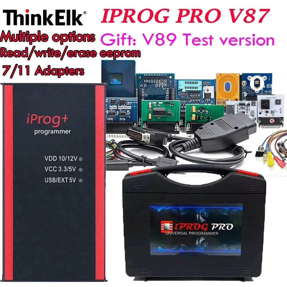 Фото 2026 Iprog Pro Full V89 Программатор ключей для авто с функциями чтения/записи/удаления EEPROM, с 7/11 адаптерами, обновление до версии V89 №1