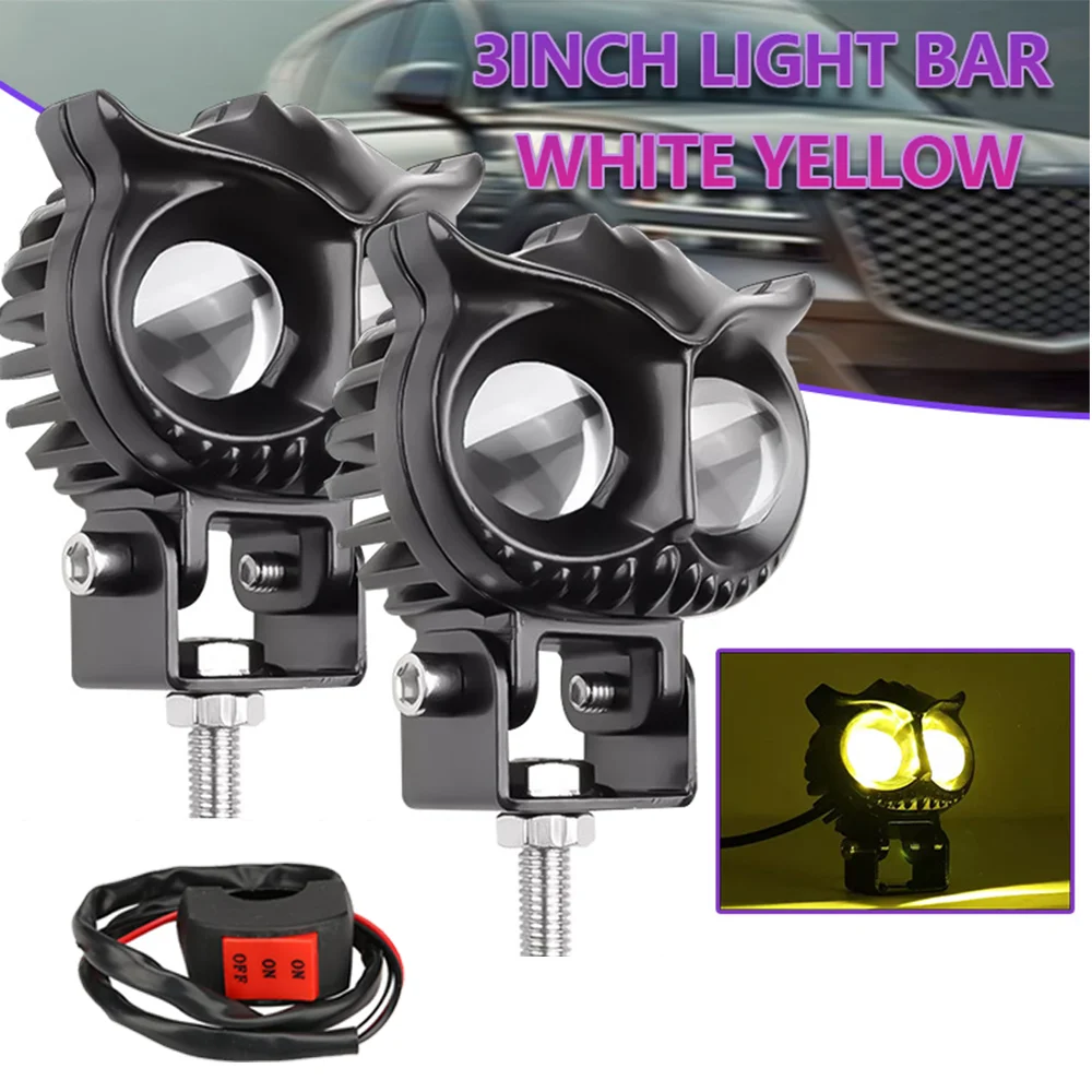 

Motorcycles Led Headlight Fog Light Car Dual Color Owl Design Head Light ATV Scooter for Auxiliary Spotlight Lamp Accessories