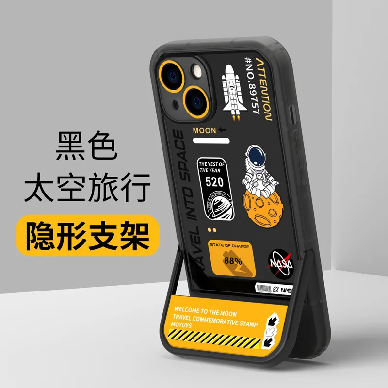 

Fashion Invisible holder for iPhone 13 Pro phone case Apple 12/11/X fall proof space travel pattern protective case