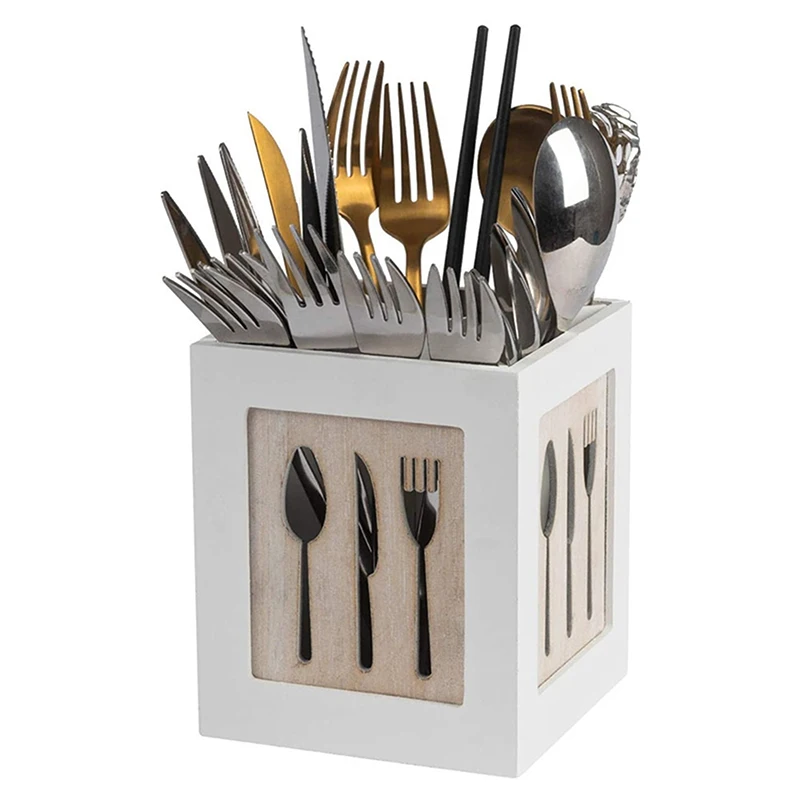 

Wooden Utensils Holder Cutlery Kitchen Flatware Cutlery Storage Flatware Caddy Spoons Forks Knifes Chopsticks Organizer