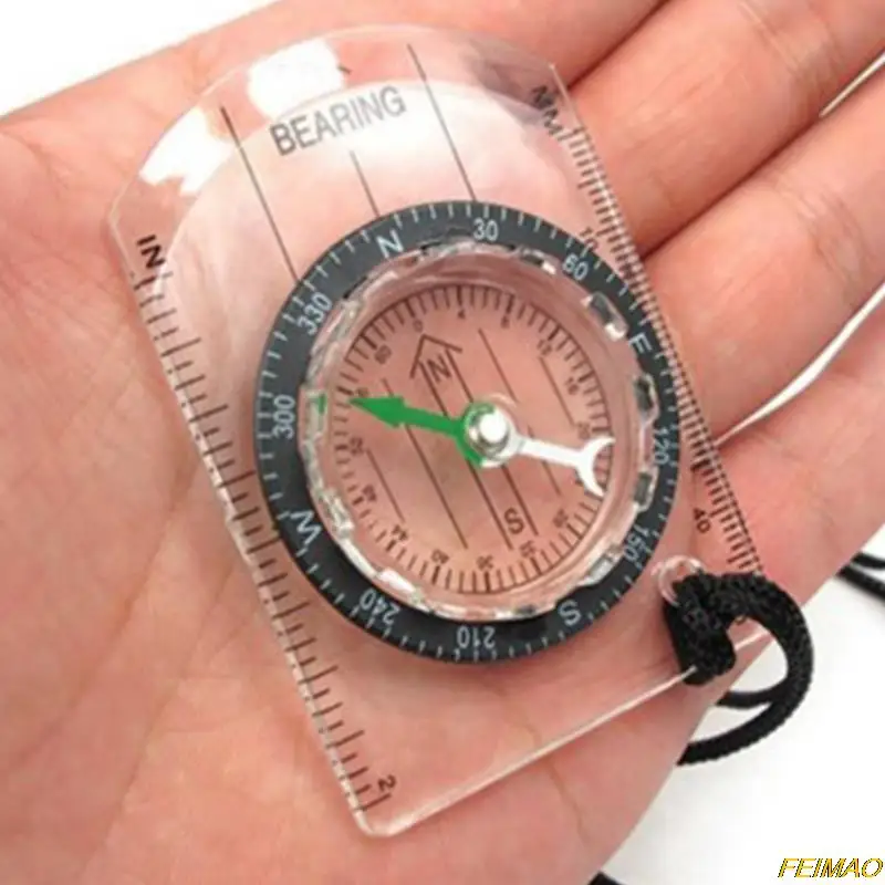 

1 Pc Compass Map Ruler Camping Hiking Transparent Plastic Compass Compass Proportional Footprint Travel Compass