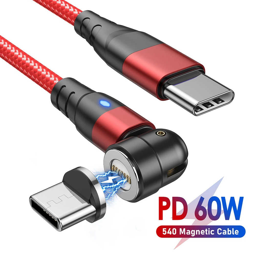 

2023 USLION 540 Rotate Cable Fast Charging Magnet Charger Micro Type C Cable Mobile Phone Wire Cord For MacBook Huawei