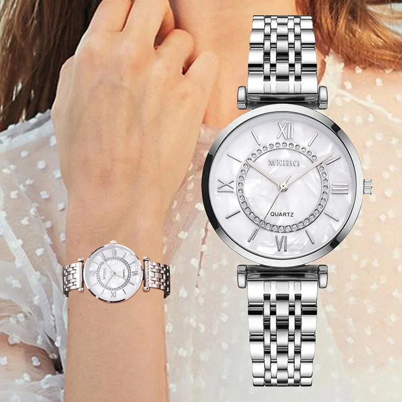 

Women's Quartz Watches Luxury Fashion Ladies Crystal Bracelet Watch Women Female Sliver Rose Gold Quartz Wristwatch Montre Femme