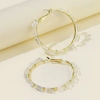 fashion personality large circle winding artificial gemstone earrings exquisite exaggerated c shaped female earrings jewelry