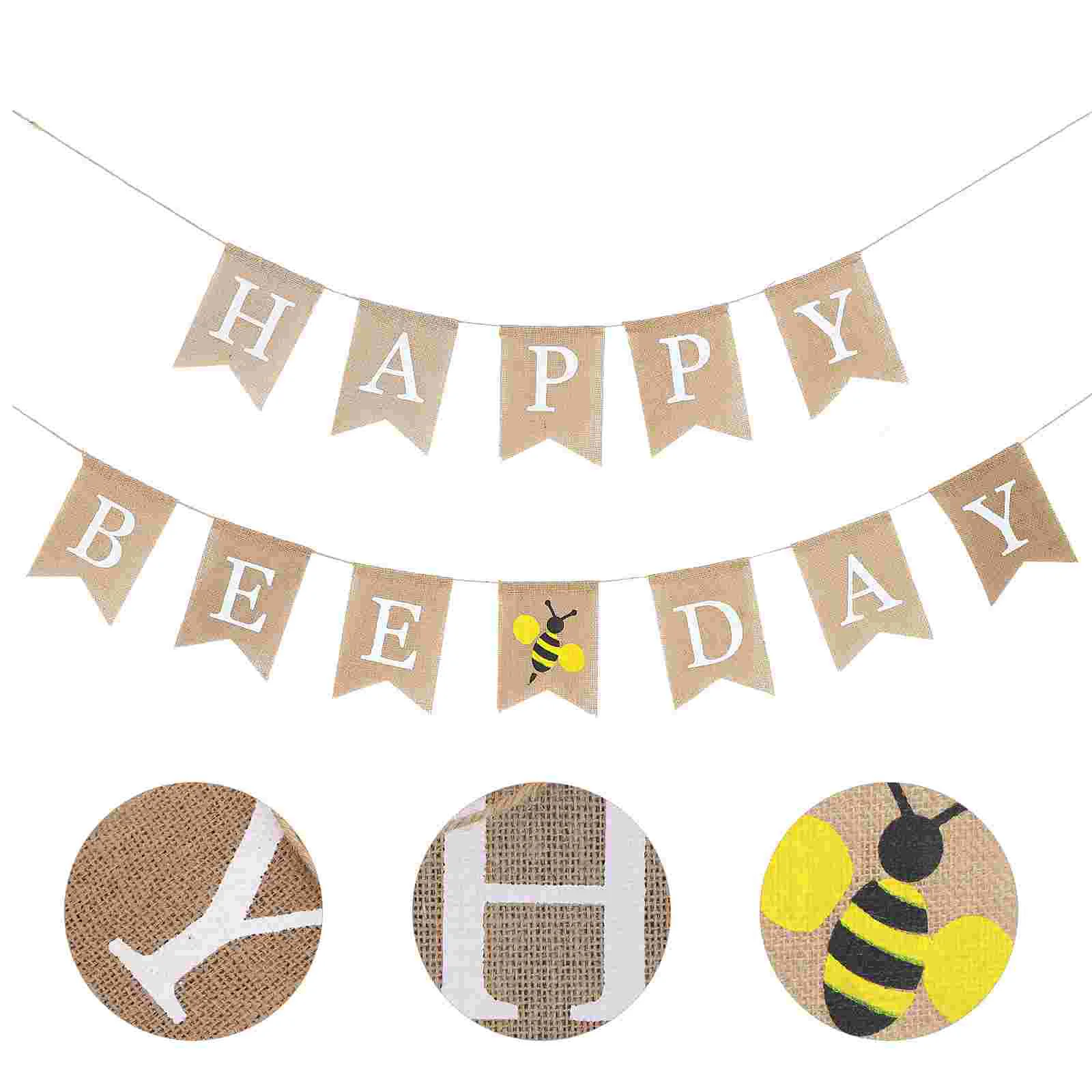 

2 Pcs Bee Pull Flag Party Bunting Bautizo Para Niño Birthday Banners Paper Flower Creative Wall Hanging Decorations