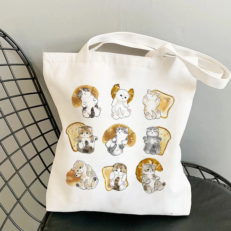 

Shopping Bags Women Sweet Kawaii Printed Canvas Leisure Daily Shop High Quality Harajuku Korean Style All-match Grocery Bag New