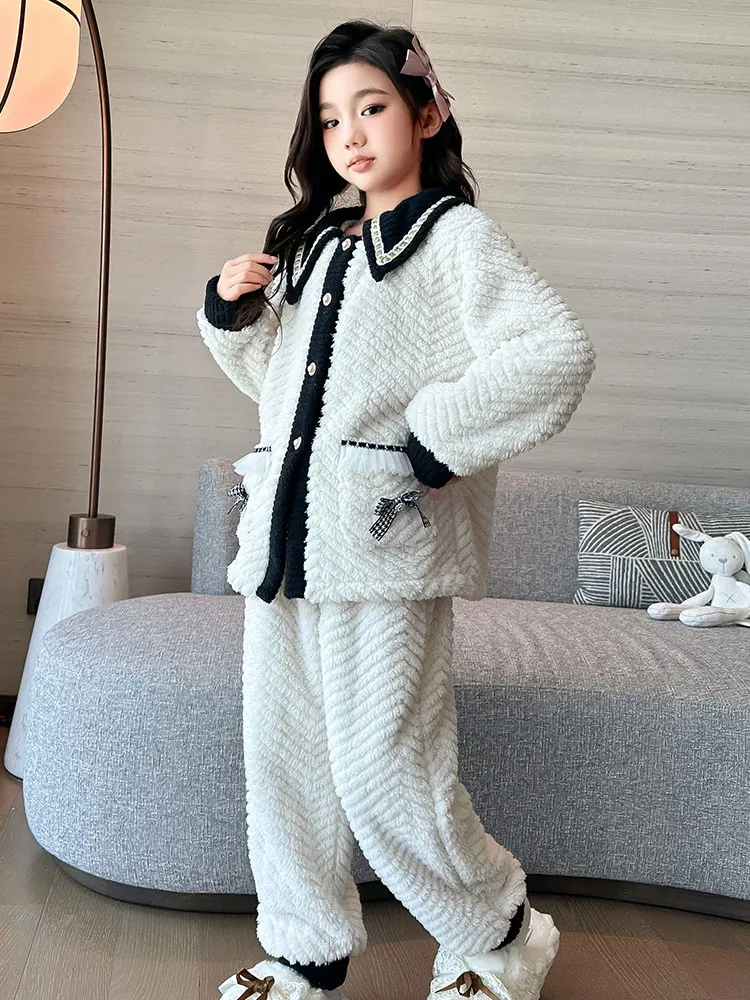 50cm Short and Small Stature Women's Pajamas Autumn Winter Coral Fleece Graceful Thickened Home Wear New Flannel