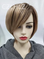 short blonde wig fashion bob wig for women soft synthetic straight hair pretty bob cut wigs daily use party wigs perruque femme