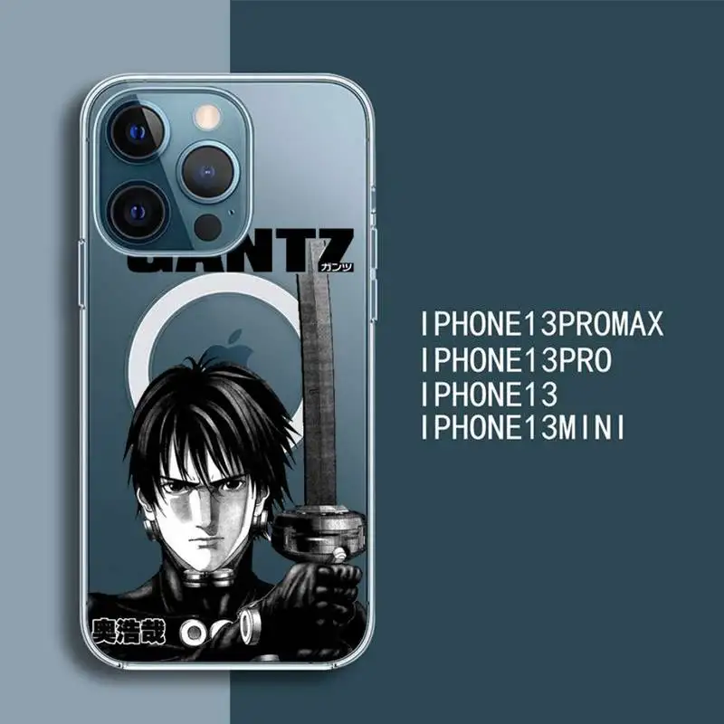 

Gantz anime Phone Case Transparent Magsafe Magnetic Magnet For iPhone 13 12 11 Pro Max Mini Wireless Charging Cover