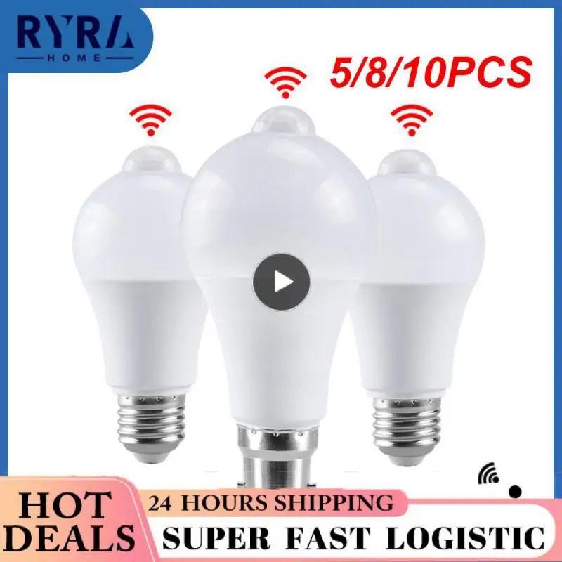 

5/8/10PCS Human Body Induction Night Light 85-265v Corridor Lights E27 Pir Motion Sensor Lamp 120 °sensing Angle Home Lighting