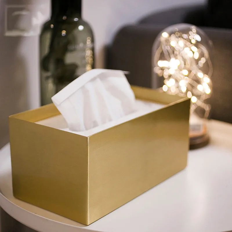 

Custom Luxury Brass marble tissue box cover for home decor hotel